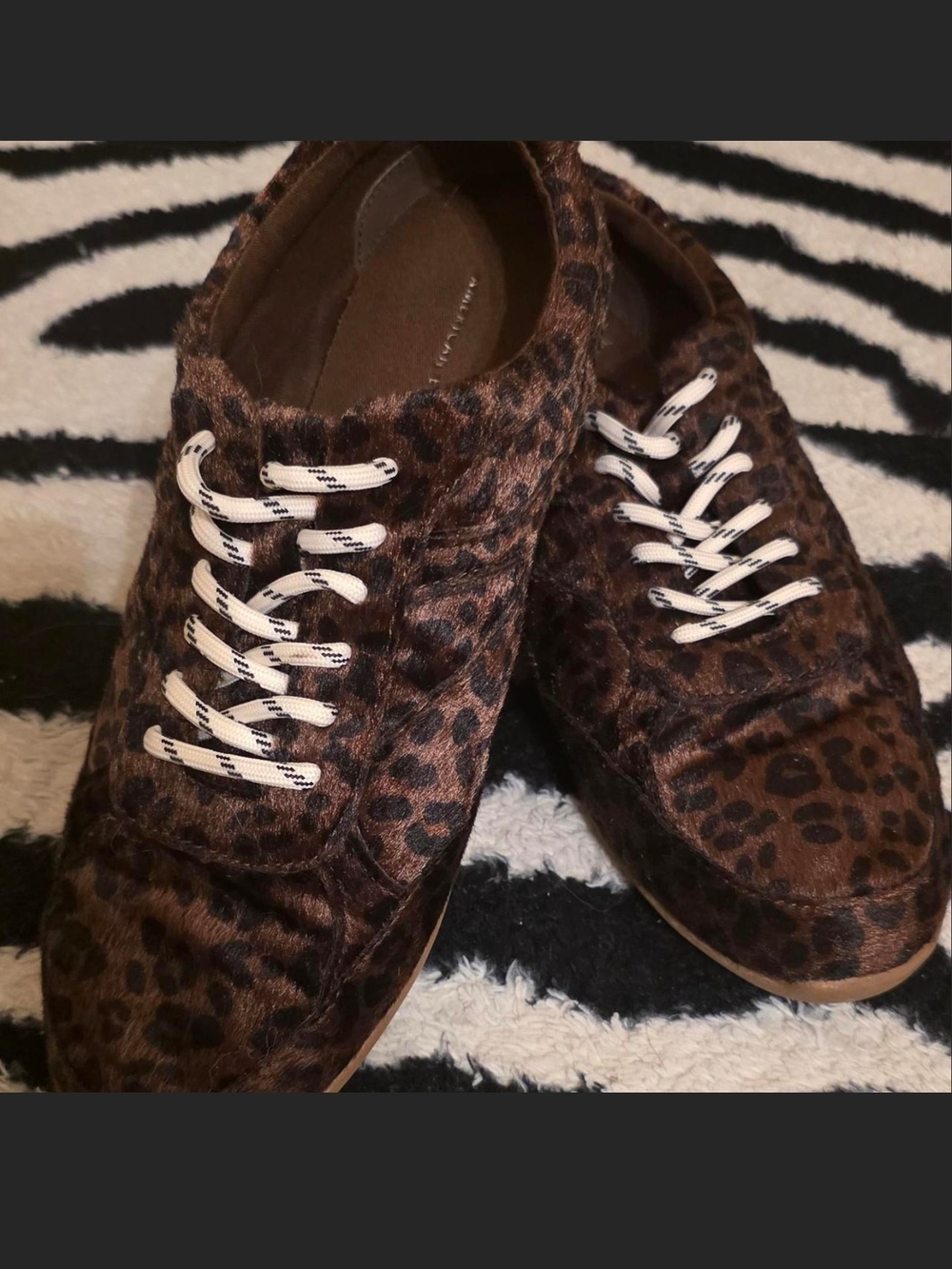 American Eagle Outfitters Leopard-Print Lace-Up Sneakers - Brown/Black